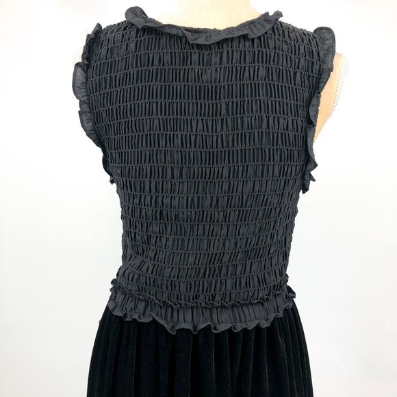 MAX STUDIO Women's Velvet Smocked Maxi Dress Medium Black Sleeveless NWT - Picture 8 of 12